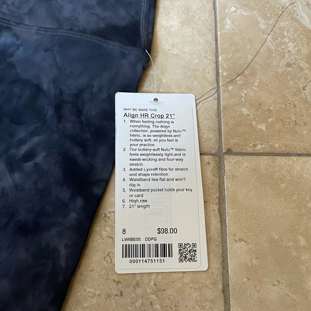 NWT lululemon align HR crop 21” diamond dye pitch grey graphite grey